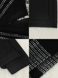 Long Sleeve Hot Drilling Sequins High Split Maxi Dress