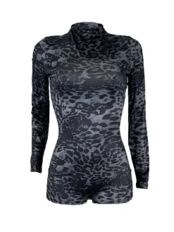 Long Sleeve Leopard Print Romper