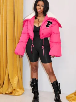 Long Sleeve Letter Print Short Jacket