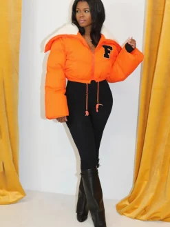 Long Sleeve Letter Print Short Jacket