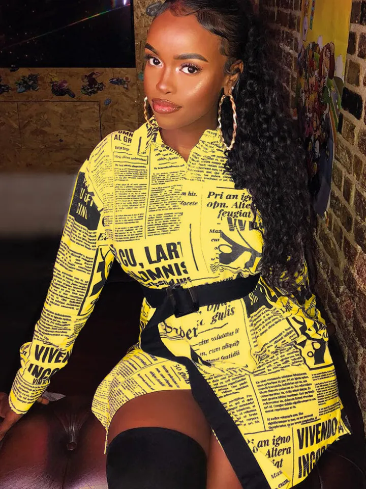 Long Sleeve Letter Print Bodycon Shirts