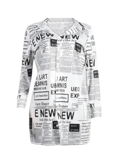 Long Sleeve Letter Print Bodycon Shirts