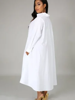 Long Sleeve Loose Shirt Maxi Dress