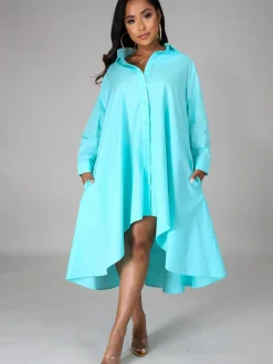 Long Sleeve Loose Shirt Maxi Dress