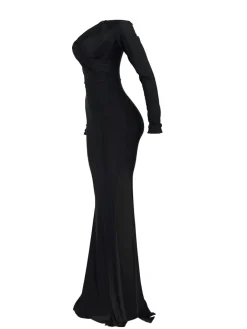 Long Sleeve Off Shoulder Split Maxi Dress