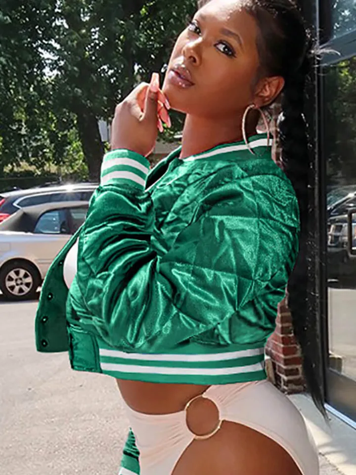 Long Sleeve Patchwork Quilted Baseball Jacket