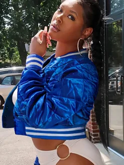 Long Sleeve Patchwork Quilted Baseball Jacket