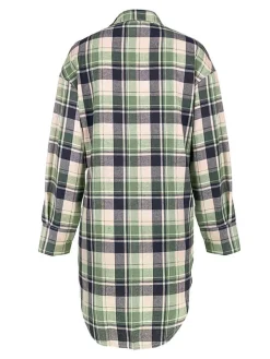 Long Sleeve Plaid Print Mini Dress Blouse