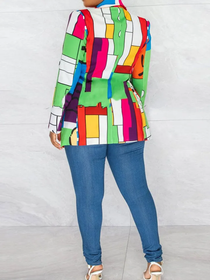 Long Sleeve Printed Button Jacket