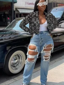 Long Sleeve Printed Zip Up Jacket