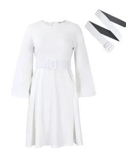 Long Sleeve Round Neck Ruched Midi Dress