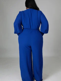 Long Sleeve Solid Bodycon Wide Leg Jumpsuit