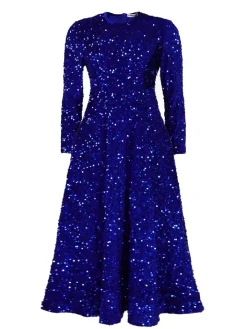 Long Sleeve Solid Color Sequin Dress