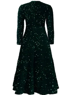 Long Sleeve Solid Color Sequin Dress