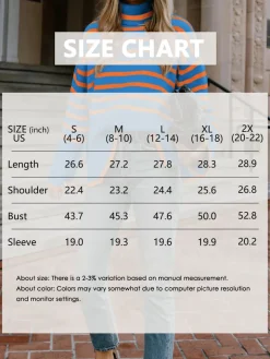 Long Sleeve Turtle Neck Striped Knit Top