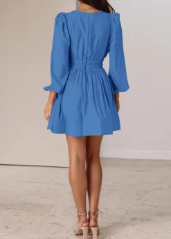 Long Sleeve V Neck Mini Dress