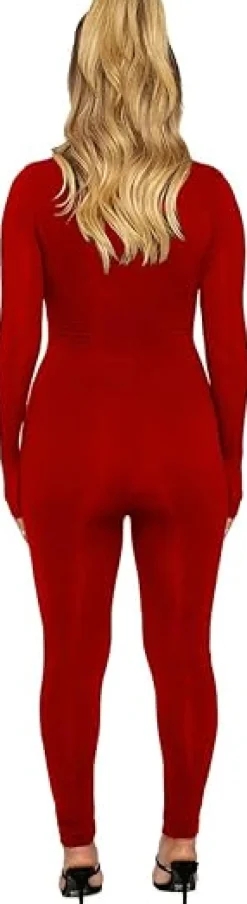 Long Sleeve Zipper Bodycon Solid Color Jumpsuit