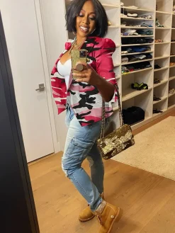 Long Sleeves Camouflage Print Jacket