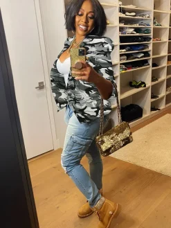 Long Sleeves Camouflage Print Jacket