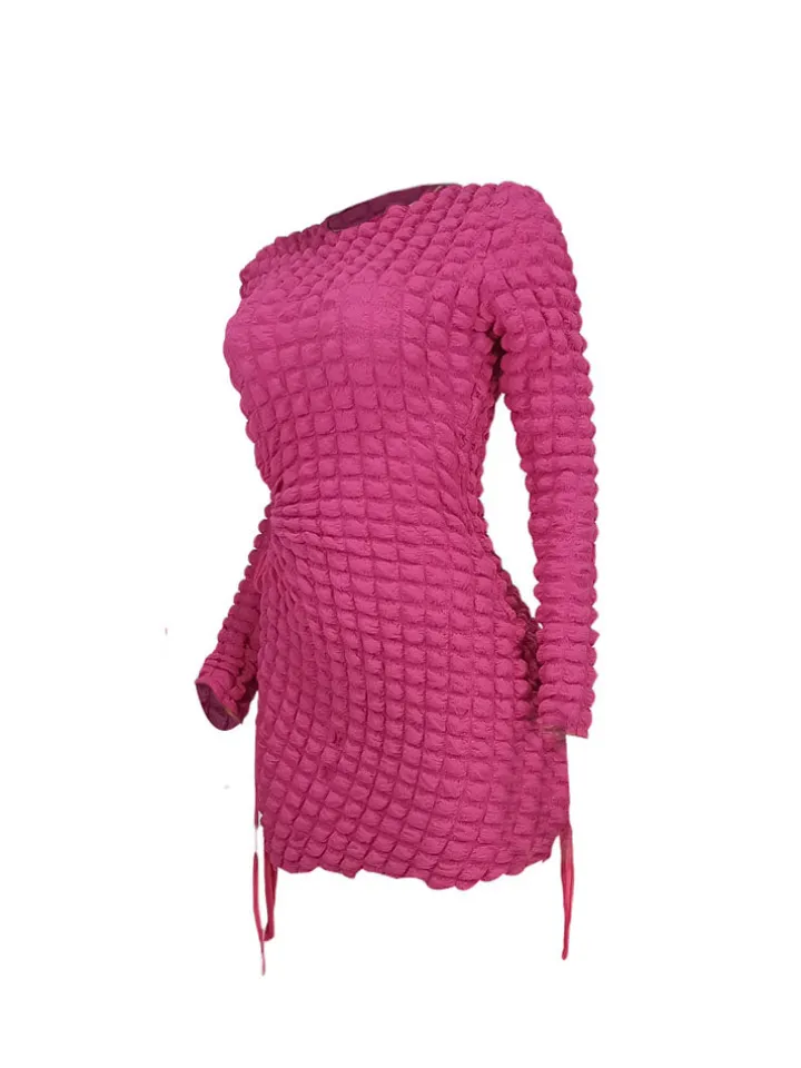 Long Sleeves Cut-Out Bubble Mini Dress