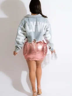 Long Sleeves Lapel Denim Jacket