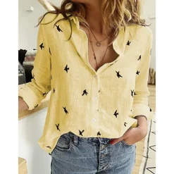 Loose Fit Long Sleeve Linen Shirt