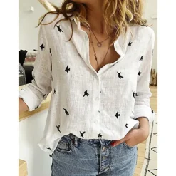 Loose Fit Long Sleeve Linen Shirt