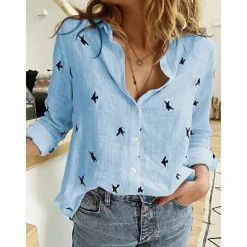 Loose Fit Long Sleeve Linen Shirt