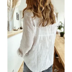 Loose Fit Long Sleeve Linen Shirt