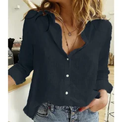 Loose Fit Long Sleeve Linen Shirt