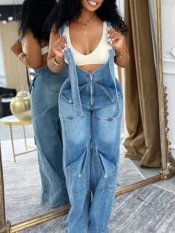 Loose Fit Overalls Denim Jumpsuit