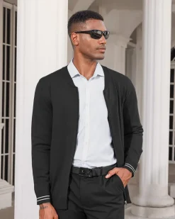 Mens Casual Stand Collar Full-Zip Jacket