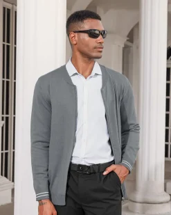 Mens Casual Stand Collar Full-Zip Jacket