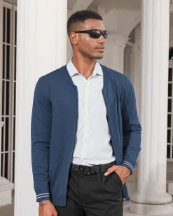 Mens Casual Stand Collar Full-Zip Jacket