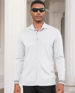 Mens Casual Stand Collar Full-Zip Jacket