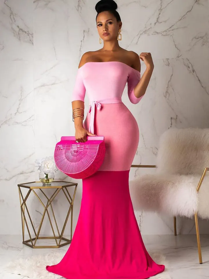 Mermaid Color Block Maxi Dress