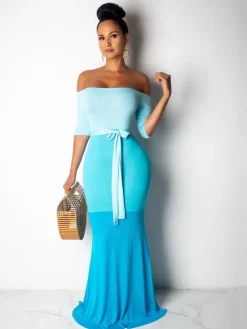 Mermaid Color Block Maxi Dress