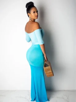 Mermaid Color Block Maxi Dress