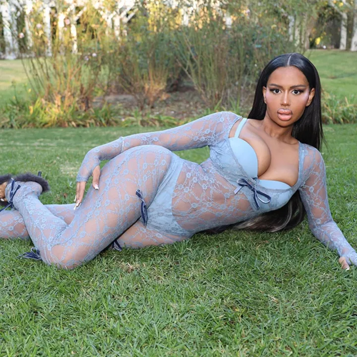 Mesh Long Sleeve Bodycon Jumpsuit