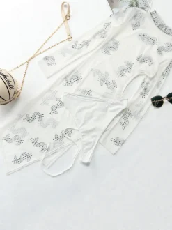 Mesh Long Sleeve High Split Midi Dress