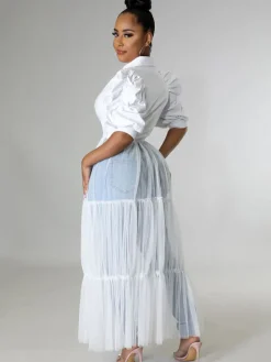 Mesh Patchwork Short Sleeve V Neck Top