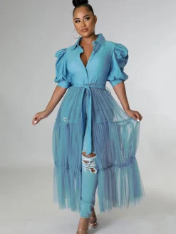 Mesh Patchwork Short Sleeve V Neck Top