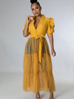 Mesh Patchwork Short Sleeve V Neck Top