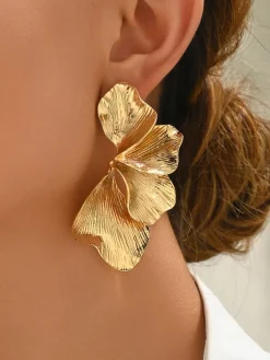 Metal Floral Petal Earrings