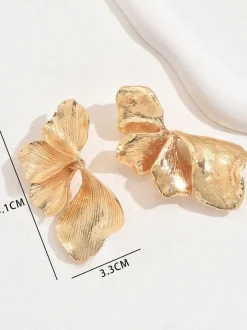 Metal Floral Petal Earrings