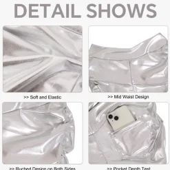 Metallic High Waisted Ruched Shorts