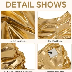 Metallic High Waisted Ruched Shorts