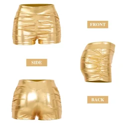 Metallic High Waisted Ruched Shorts
