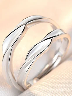 Minimalist Couple Plain Rings