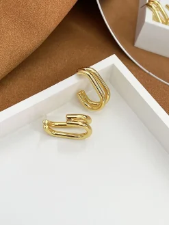 Minimalist Double Layer Geometric Earrings